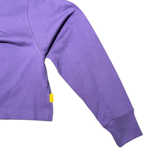 NWOT Yellow Label Co Crop Length Crewneck Cotton Sweatshirt Purple - Size Small - Picture 5 of 9